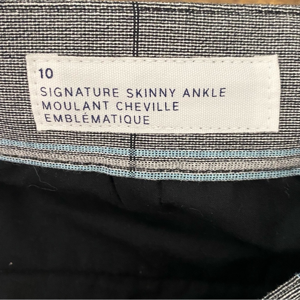 GAP Signature Skinny Ankle Pants Grey Blue Plaid Dress Pants Cigarette Size 10 - Picture 14 of 15